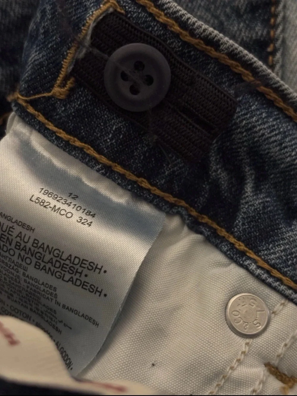 Levi's High Rise Baggy Two-Tone Blue Wide-Leg Jeans - Girls 12 - Picture 7 of 8